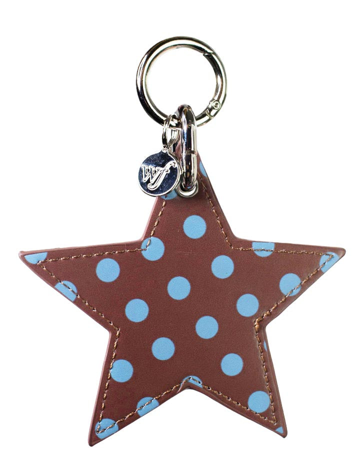 Polka Dot Star Charm | Brown and Blue