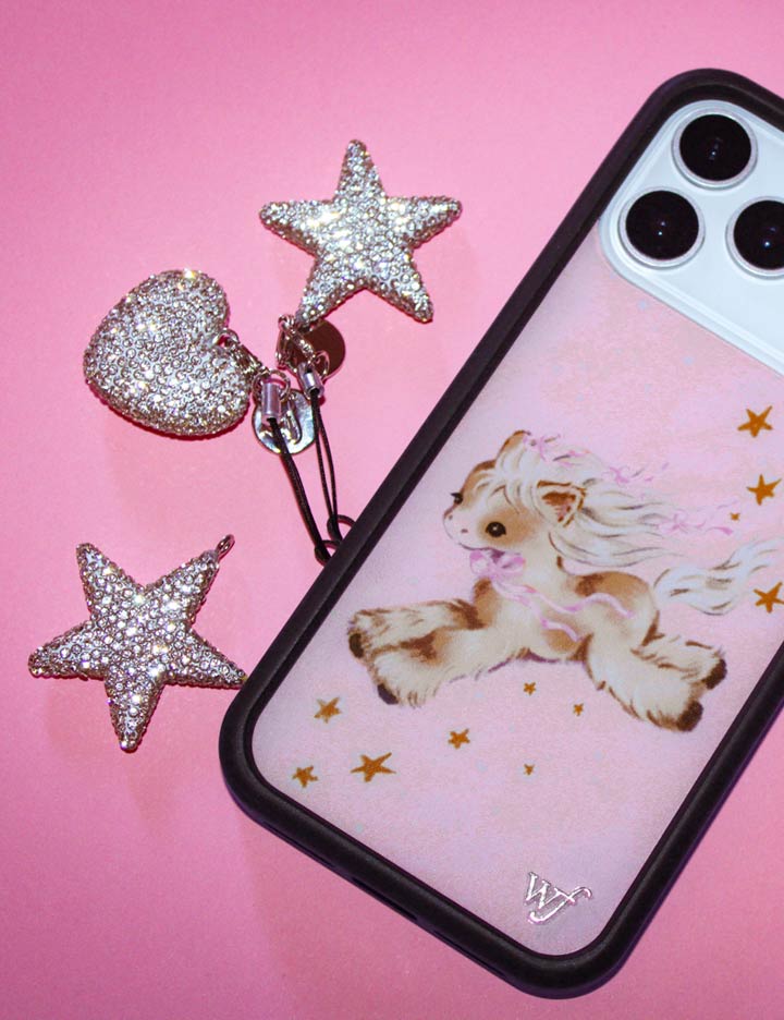 Rhinestone Heart Charm | White