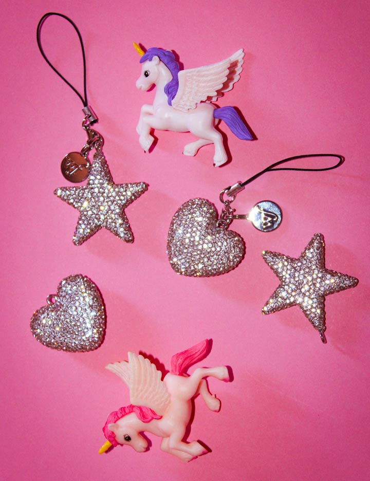 Rhinestone Heart Charm | White