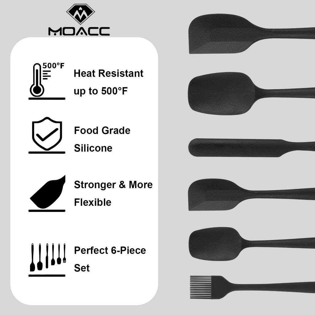 Silicone Spatulas Set, Rubber Spoon Spatula Heat Resistant Spoonula One Piece Design Seamless Spatula Non-Stick Scrapers Baking Mixing Tool