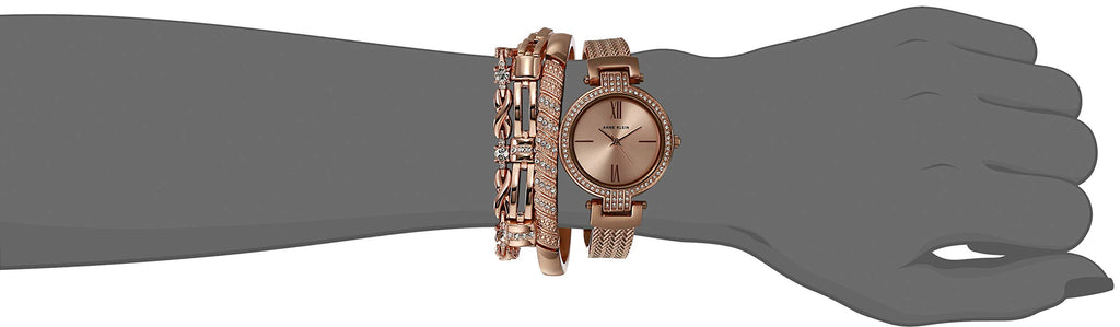 Anne Klein Women's Premium Crystal Accented Watch and Bracelet Set, AK/3584