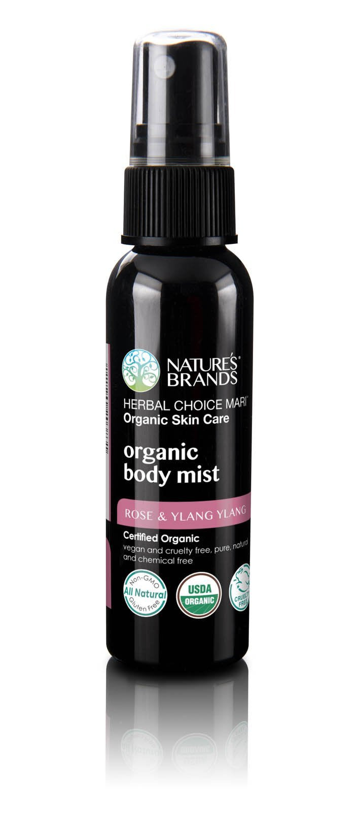 Herbal Choice Mari Organic Body Mist, Rose & Ylang Ylang; 8floz BPA-Free Plastic