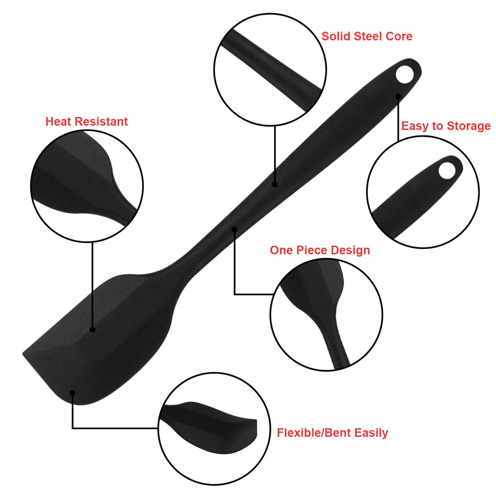 Silicone Spatulas Set, Rubber Spoon Spatula Heat Resistant Spoonula One Piece Design Seamless Spatula Non-Stick Scrapers Baking Mixing Tool