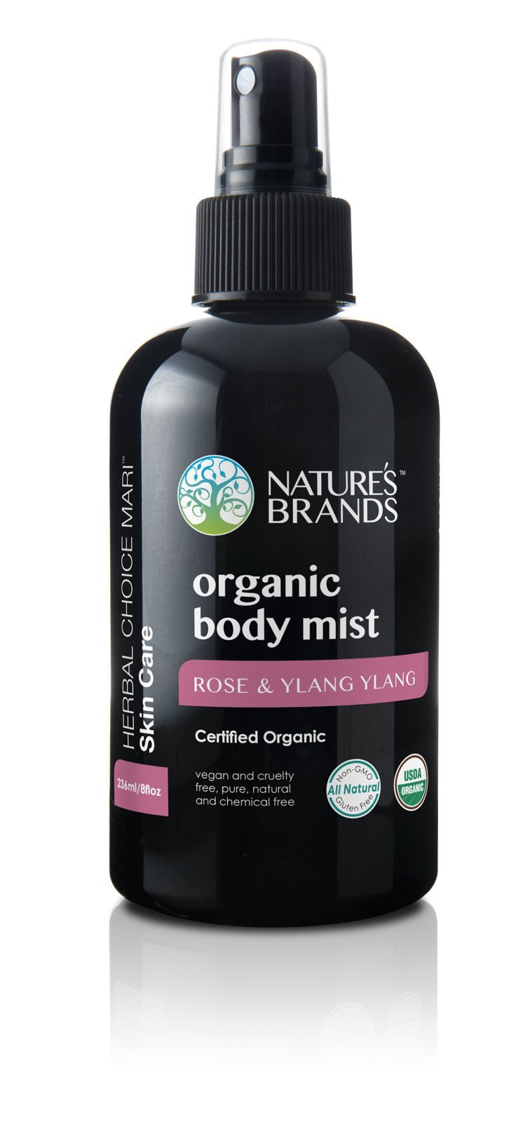 Herbal Choice Mari Organic Body Mist, Rose & Ylang Ylang; 8floz BPA-Free Plastic