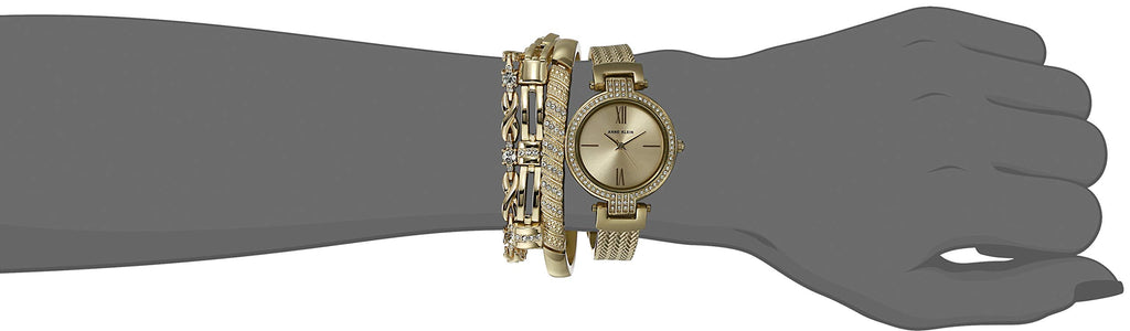 Anne Klein Women's Premium Crystal Accented Watch and Bracelet Set, AK/3584