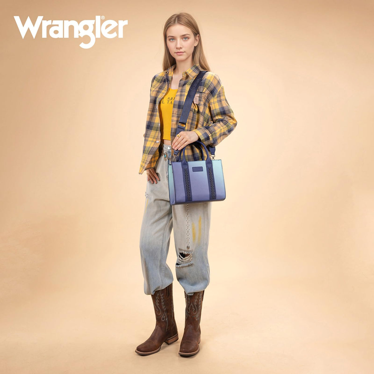 Wrangler Tote Bag for Women Designer Satchel Handbags Top-handle Purses with Strap