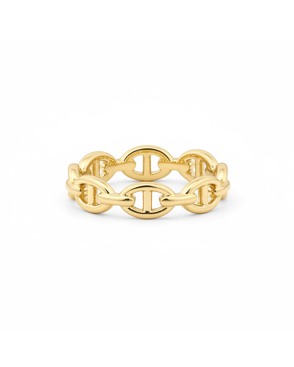 PAVOI Waterproof Link Ring - 14K Gold Plated Link Chain Ring for Women - Stackable Stainless Steel Thin Trendy Jewelry