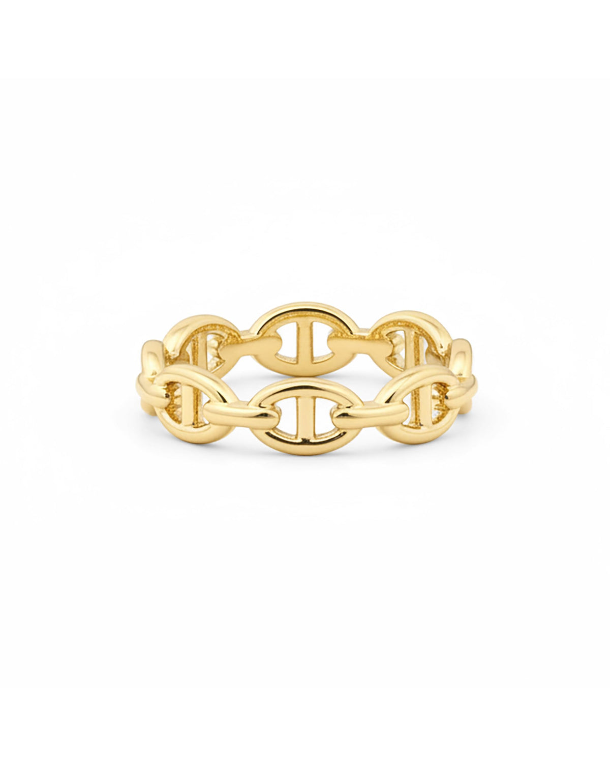 PAVOI Waterproof Link Ring - 14K Gold Plated Link Chain Ring for Women - Stackable Stainless Steel Thin Trendy Jewelry