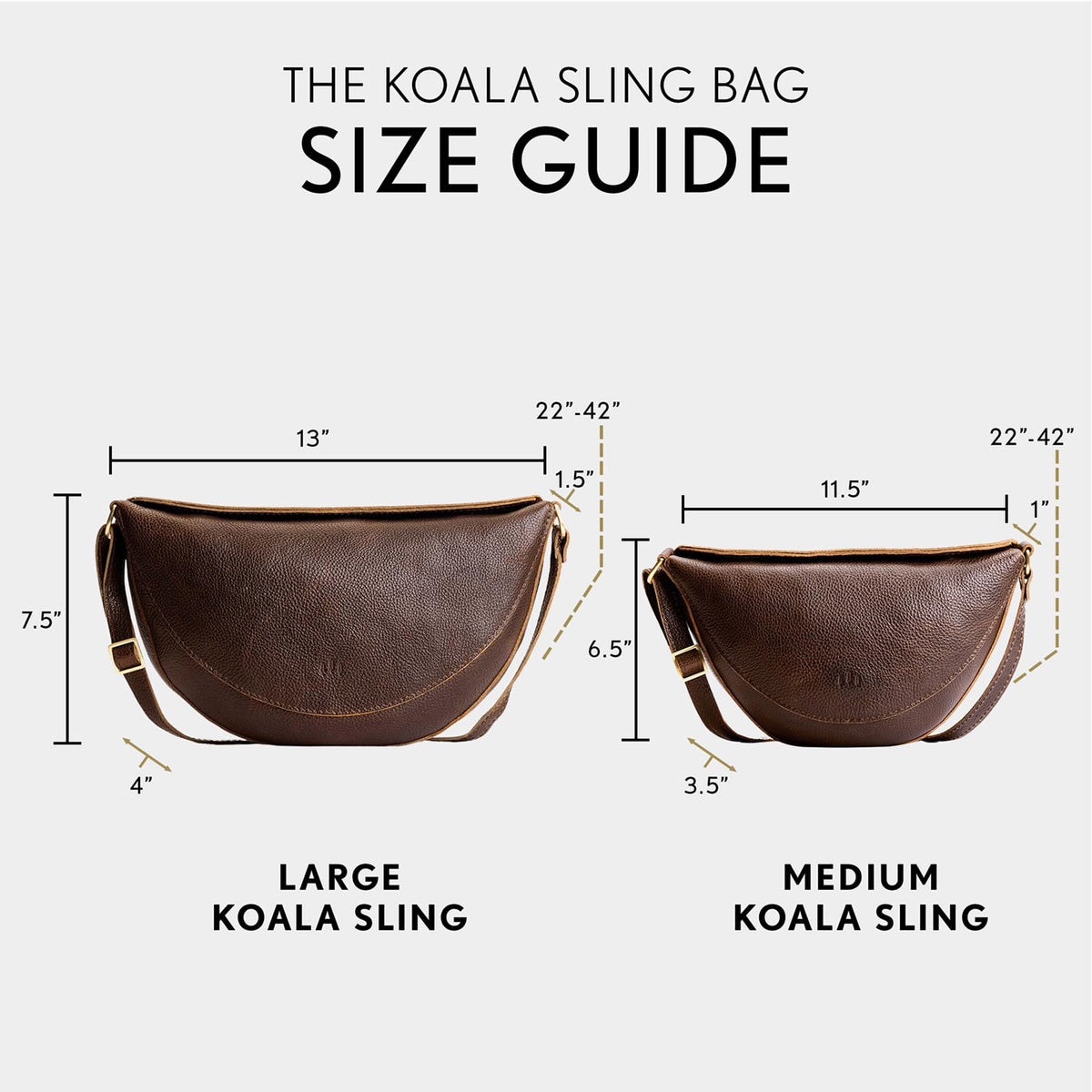 Portland Leather Goods Koala Sling Bag – Leather Sling with Adjustable Strap – Handmade from the Finest Full-Grain Hides