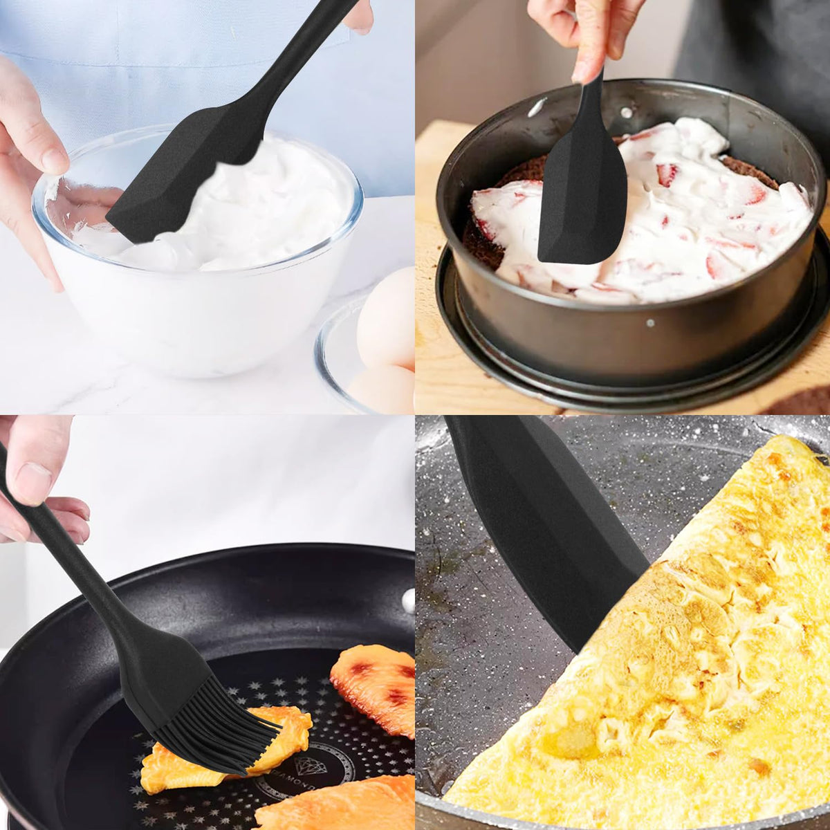 Silicone Spatulas Set, Rubber Spoon Spatula Heat Resistant Spoonula One Piece Design Seamless Spatula Non-Stick Scrapers Baking Mixing Tool
