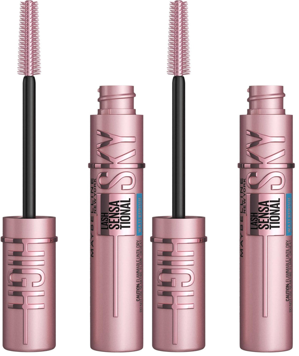 Maybelline Lash Sensational Sky High Washable Mascara Makeup, Volumizing, Lengthening, Defining, Curling, Multiplying, Buildable Formula, Blackest Black, 1 Count