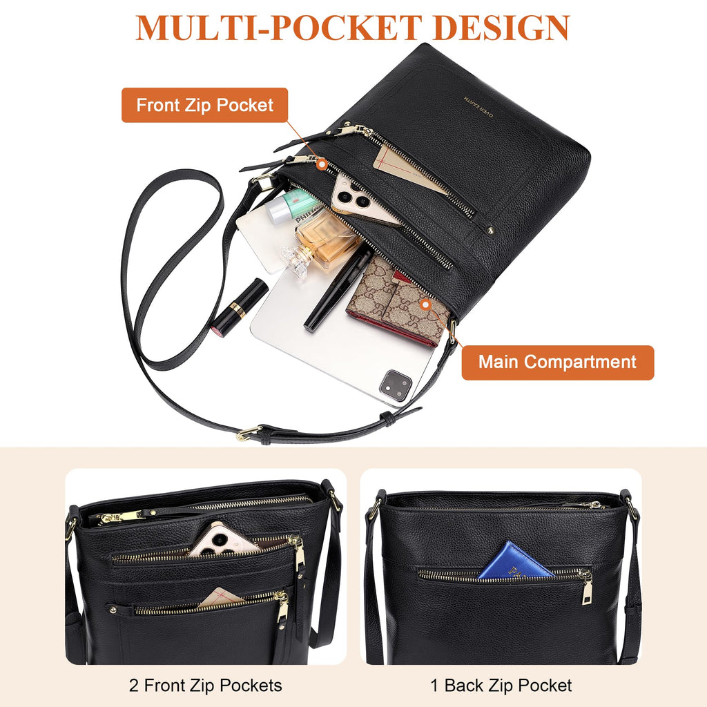 Over Earth Crossbody Bags for Women Leather Purses for Ladies with Multiple Pockets
