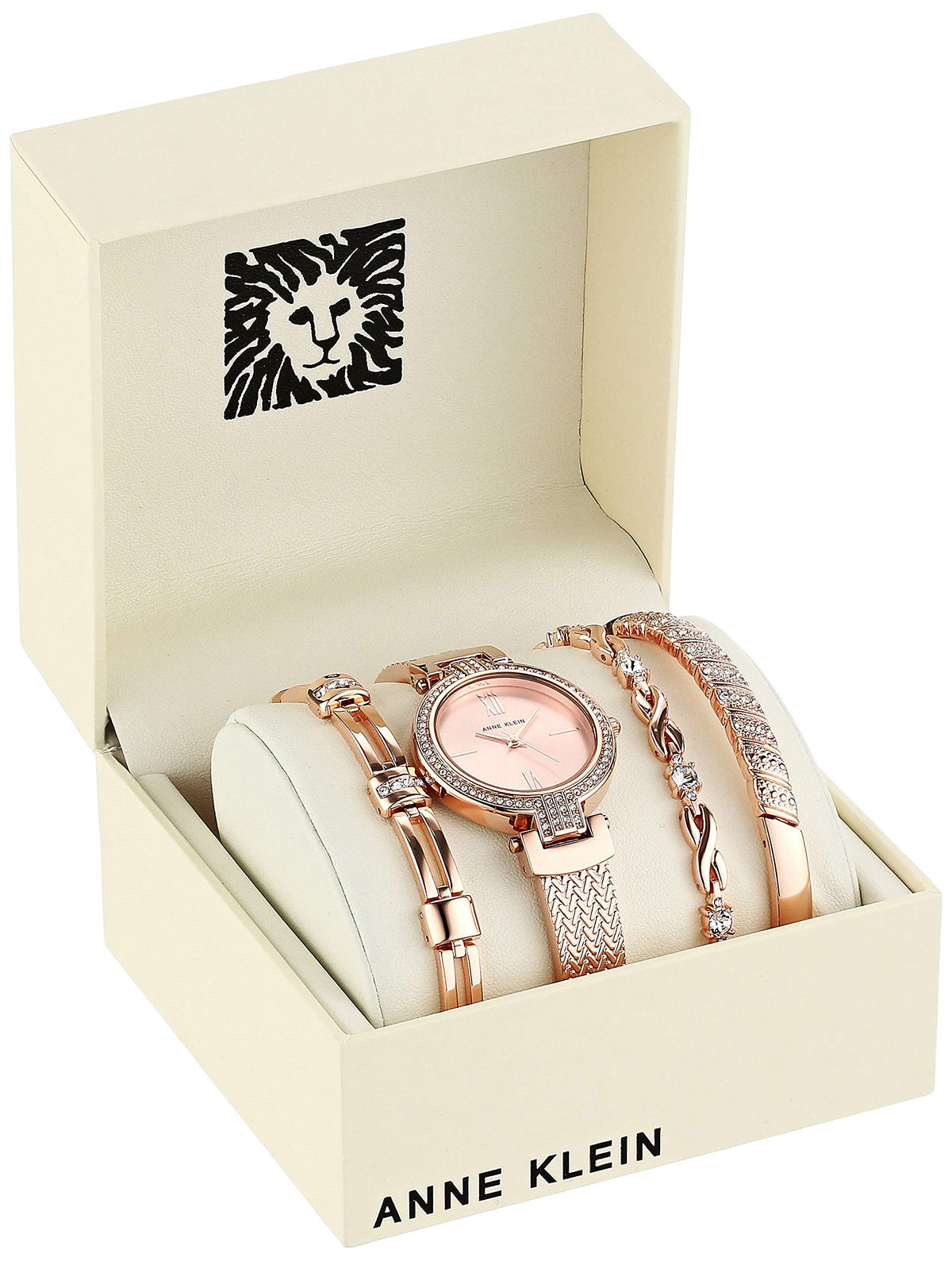 Anne Klein Women's Premium Crystal Accented Watch and Bracelet Set, AK/3584