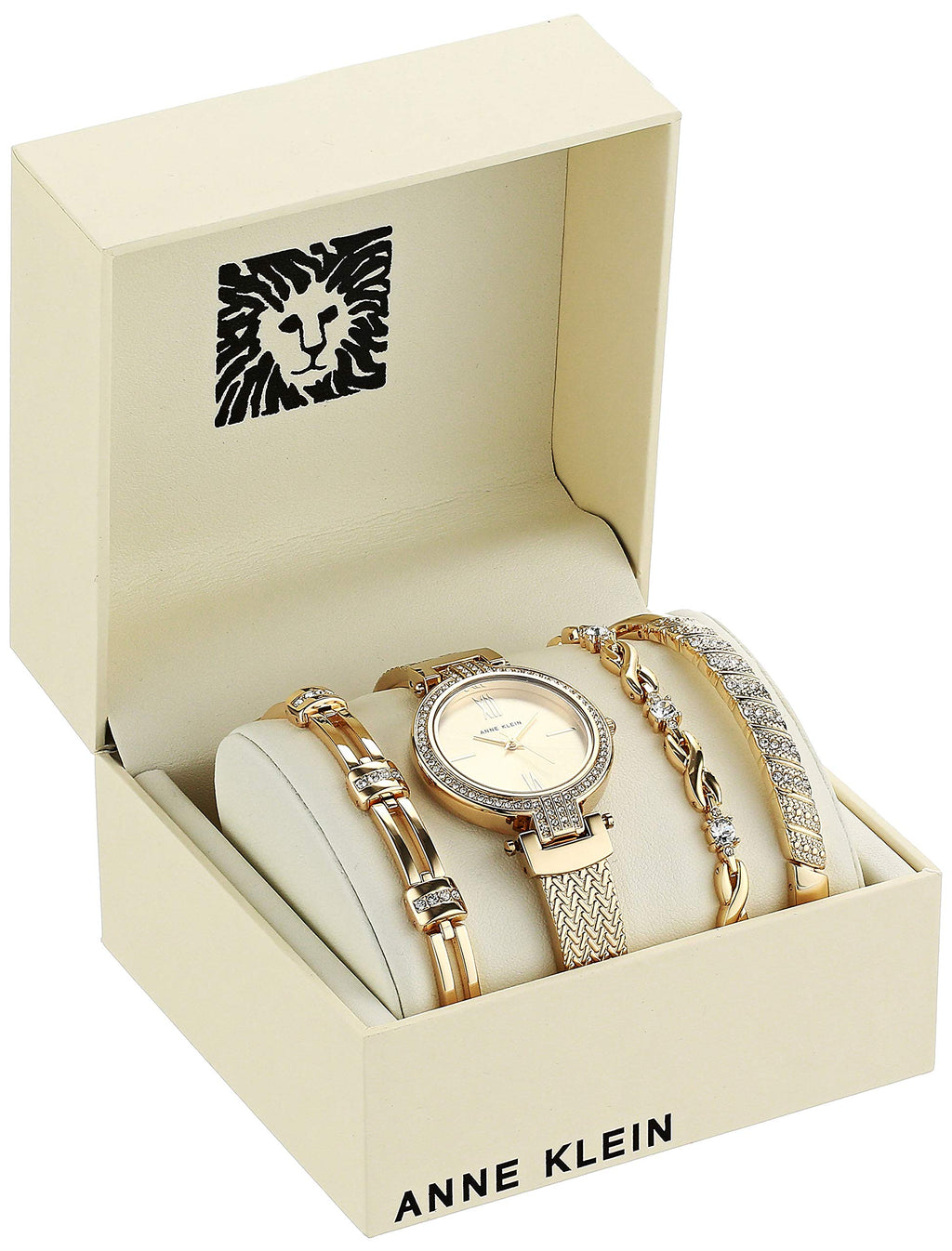 Anne Klein Women's Premium Crystal Accented Watch and Bracelet Set, AK/3584