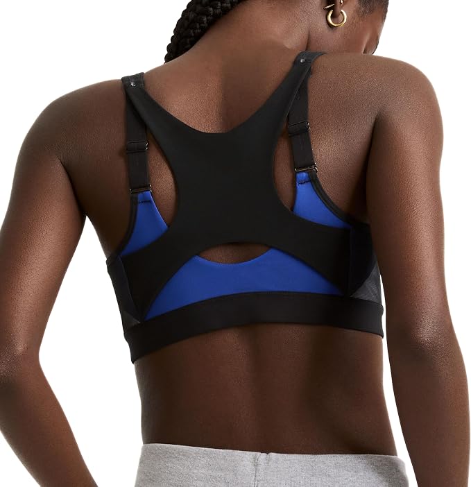 Champion Women's Sports Bra, Motion Control Front-Zip, High-Impact Maximum Support, Breathable, Moisture-Wicking, Surf The Web, 38D (Clearance)