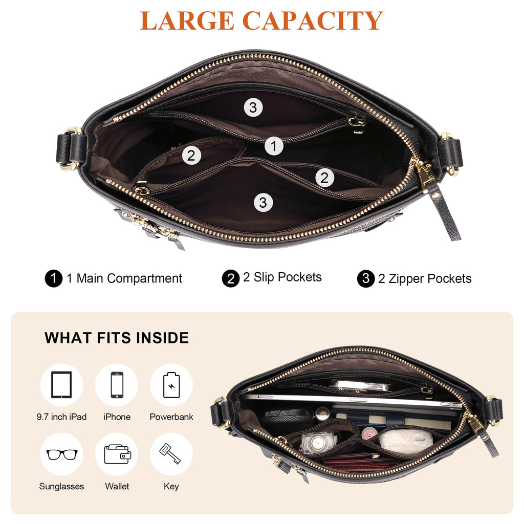 Over Earth Crossbody Bags for Women Leather Purses for Ladies with Multiple Pockets