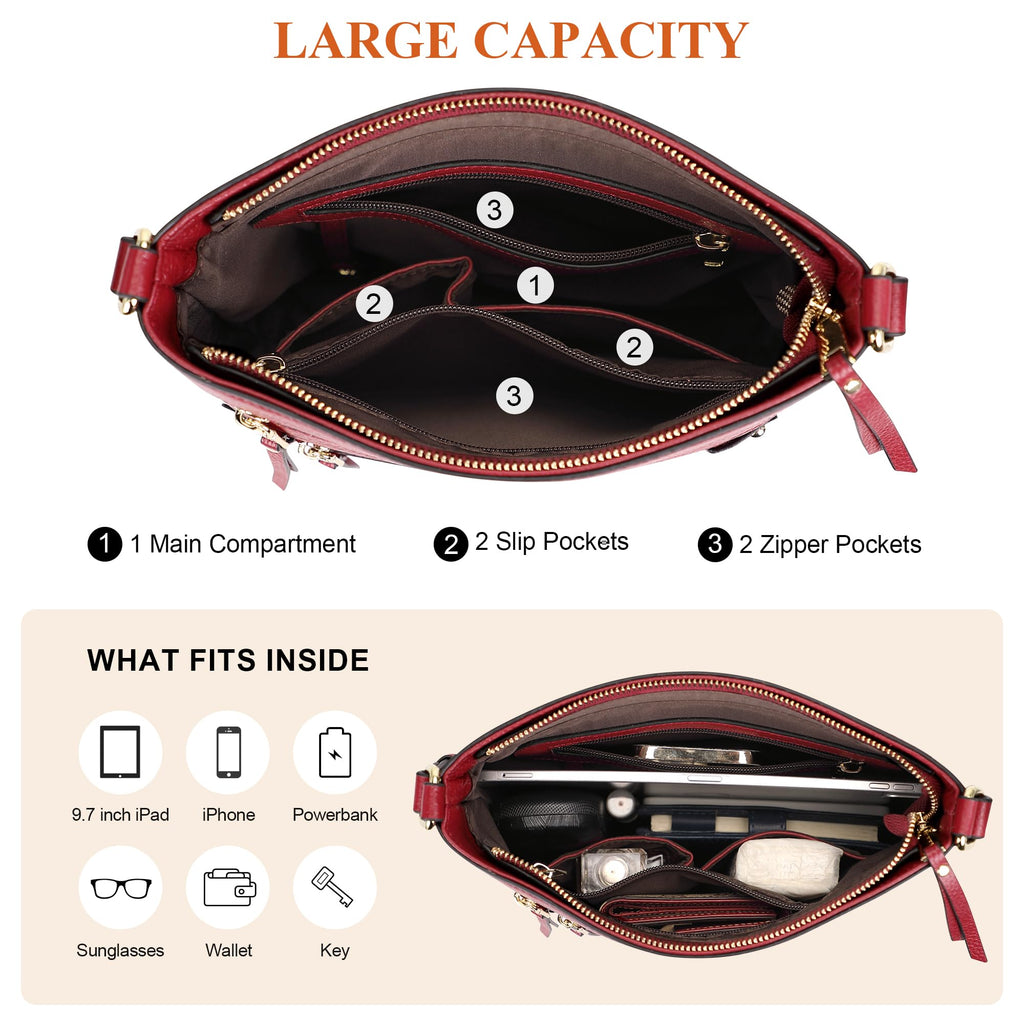 Over Earth Crossbody Bags for Women Leather Purses for Ladies with Multiple Pockets