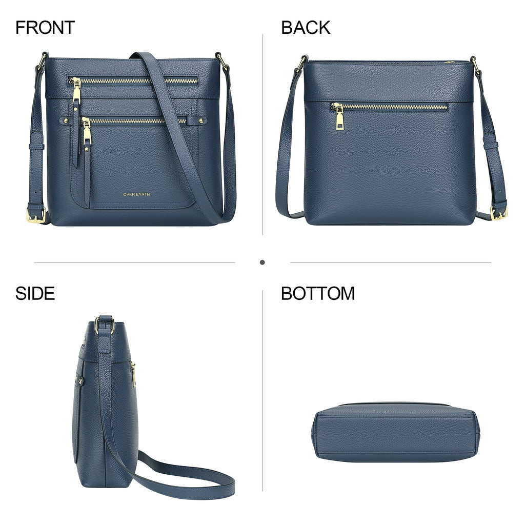 Over Earth Crossbody Bags for Women Leather Purses for Ladies with Multiple Pockets