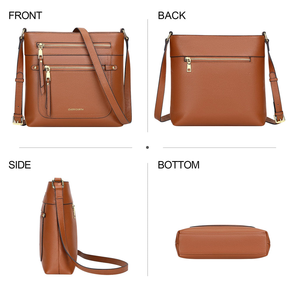 Over Earth Crossbody Bags for Women Leather Purses for Ladies with Multiple Pockets