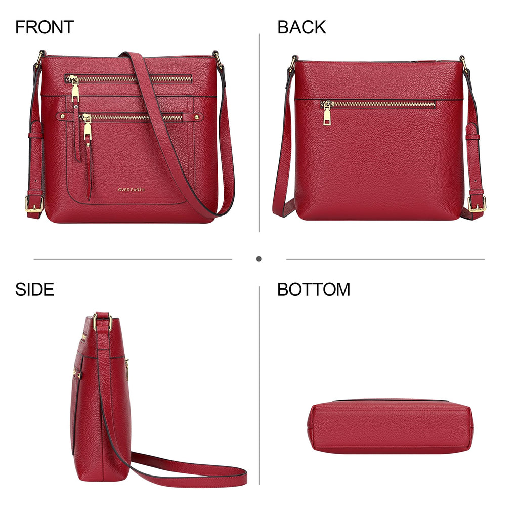 Over Earth Crossbody Bags for Women Leather Purses for Ladies with Multiple Pockets
