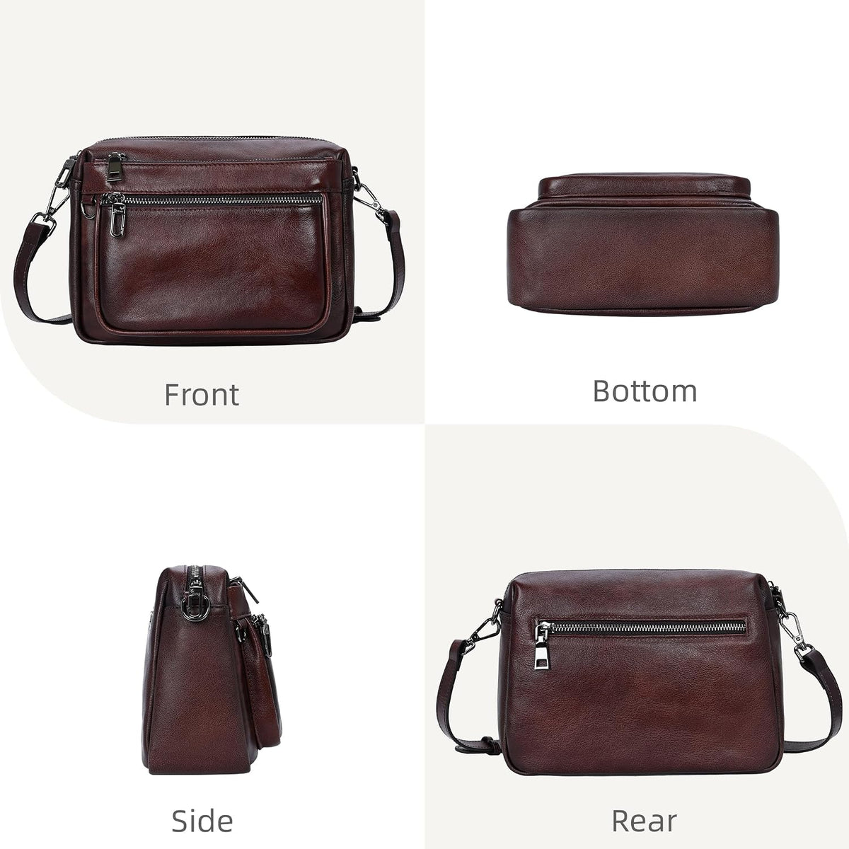 Iswee Crossbody Bags for Women Rfid Travel Medium Leather Purse Shoulder Handbag with Adjustable Strap Multiple Pockets