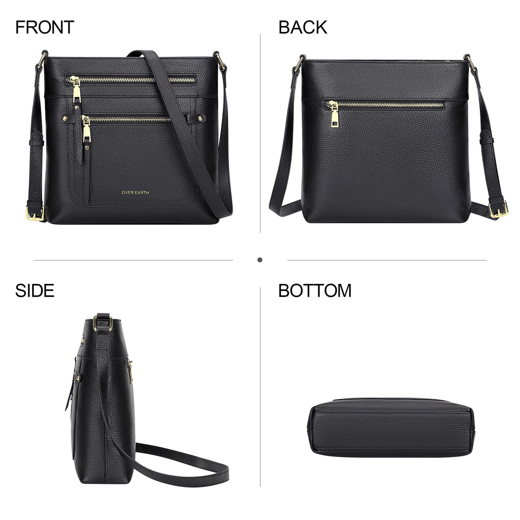 Over Earth Crossbody Bags for Women Leather Purses for Ladies with Multiple Pockets