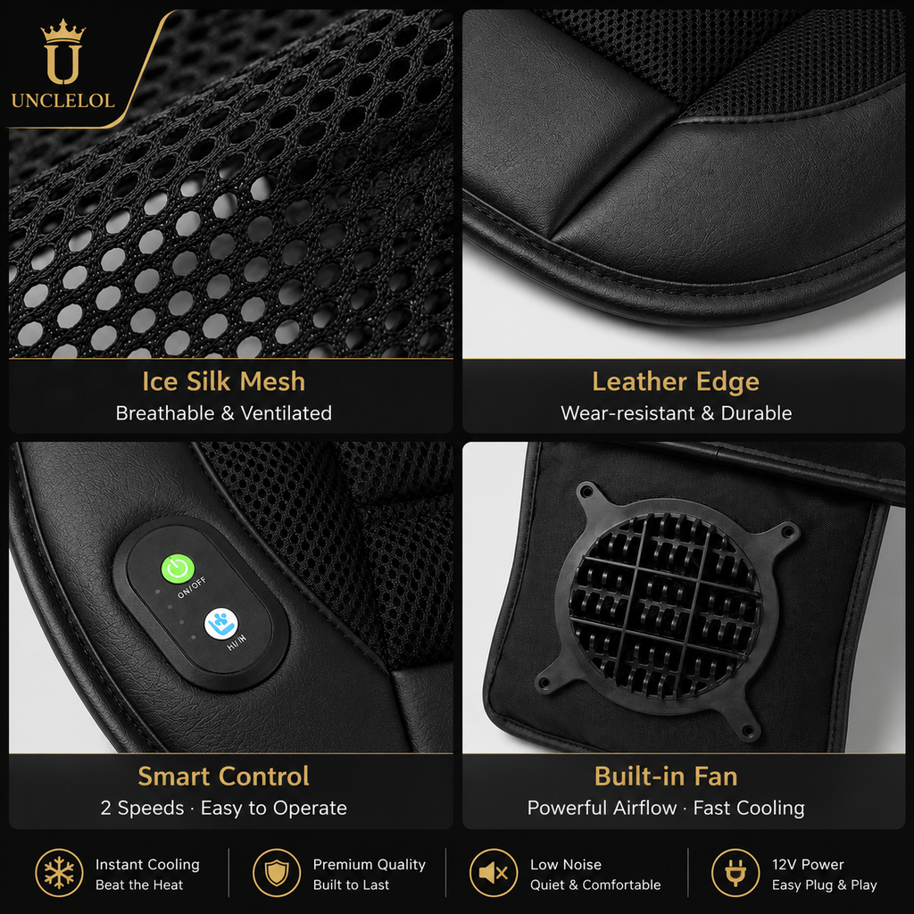 12V Universal Car Seat Cooling Cushion – Fast Ventilated Cooling Pad for Cars, SUVs & Trucks