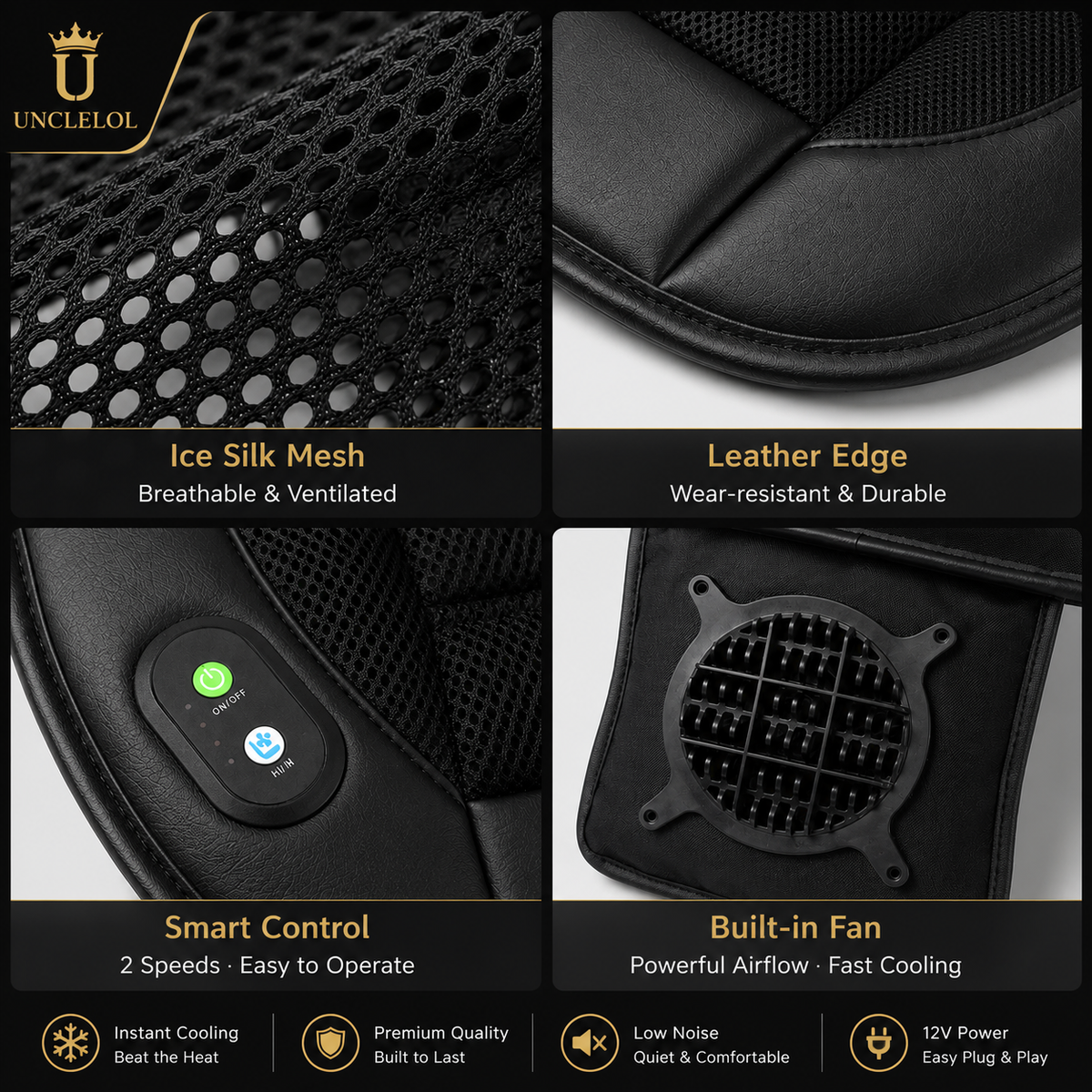12V Universal Car Seat Cooling Cushion – Fast Ventilated Cooling Pad for Cars, SUVs & Trucks