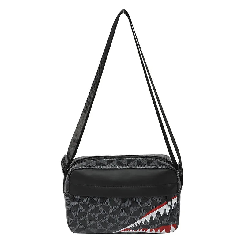 Unbranded Shark Mouth Crossbody Bag With Coin Purse And Phone Pocket - Durable Split Leather And Soft Polyester Lining
