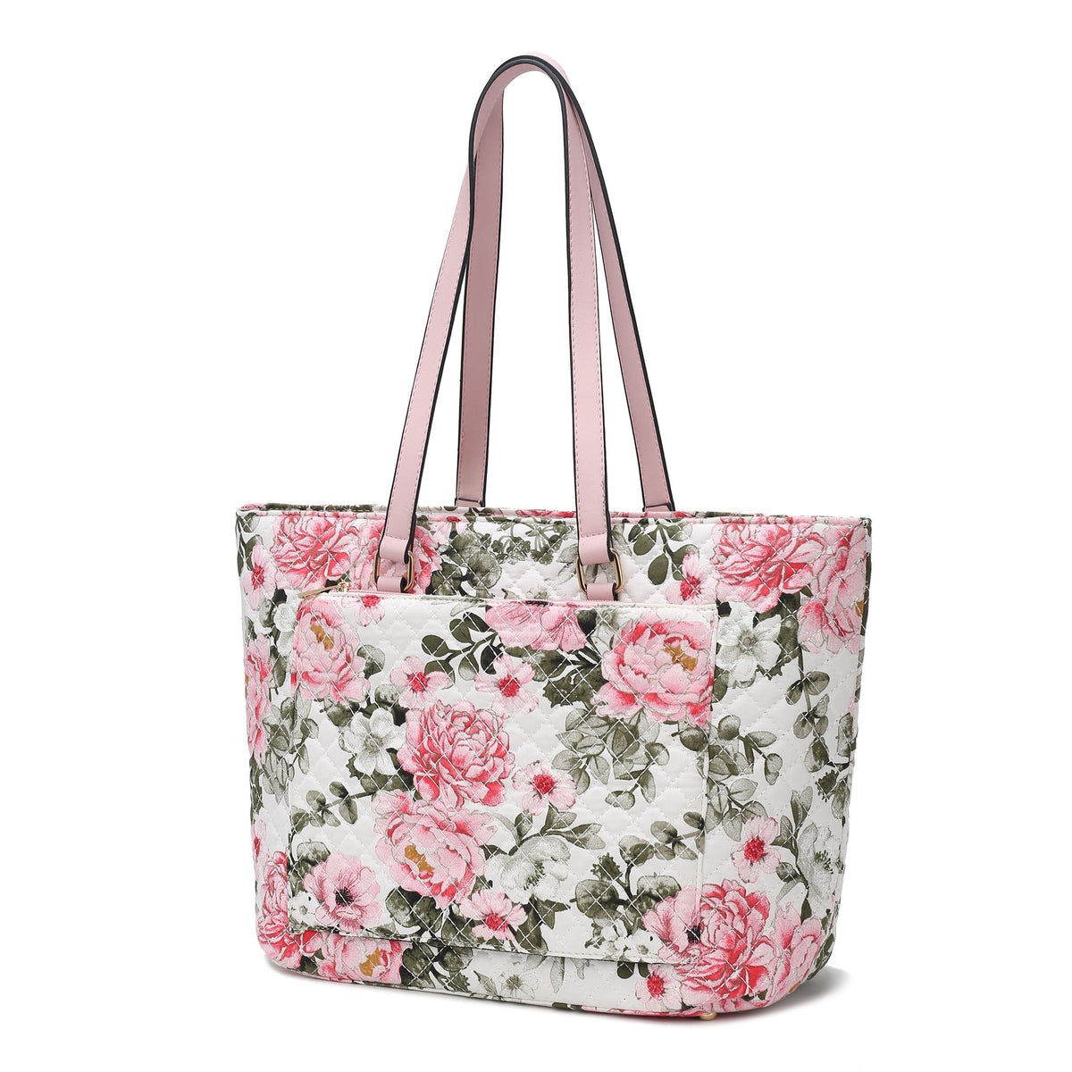 MKF Collection Hallie Quilted Cotton Botanical Pattern Women Tote Bag by Mia k