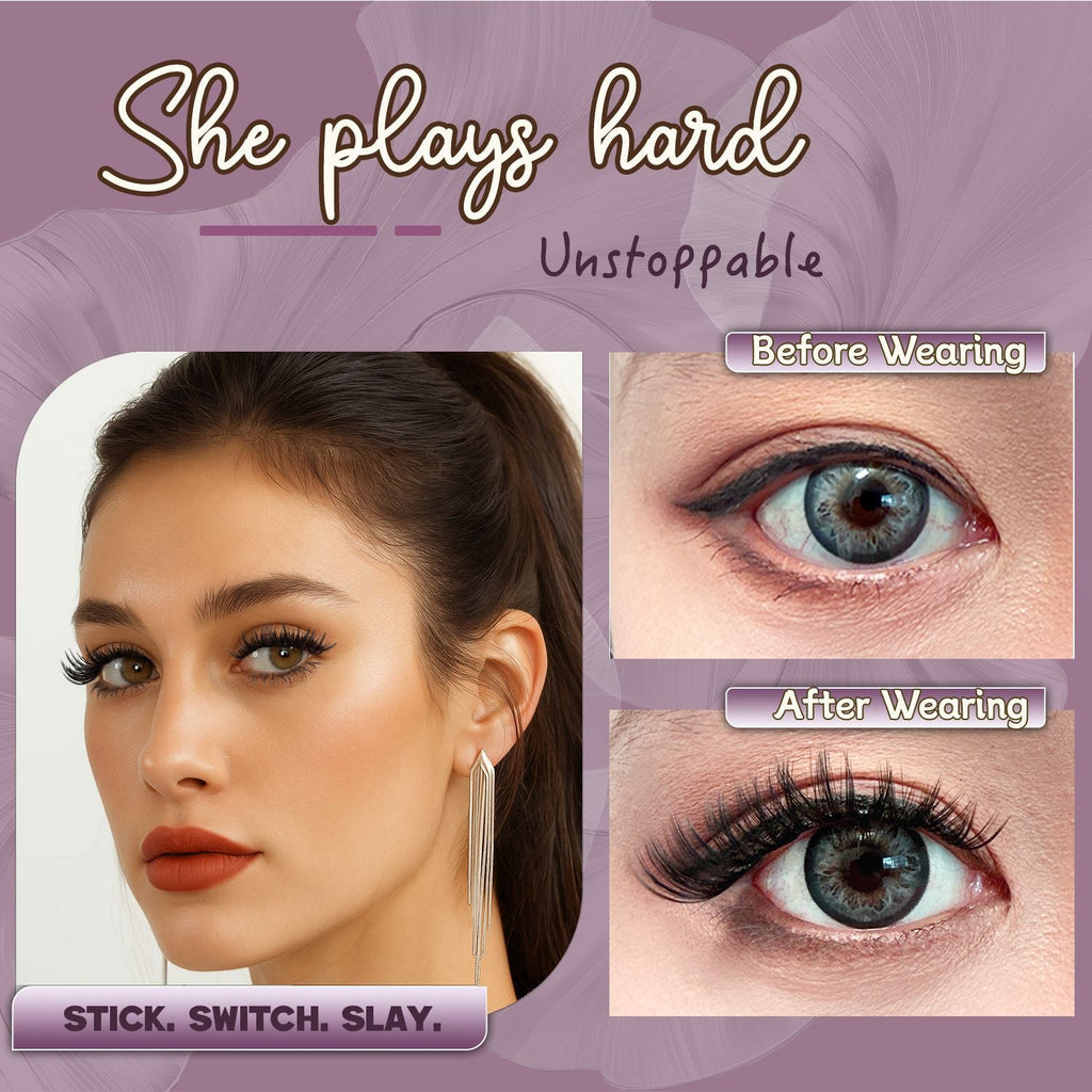 AYCUE #SHE PLAYS HARD# Self-adhesive Lash Clusters C Curl 10-16mm 120 Clusters Glue-free Eyelashes Extensions for Natural Look Easy Application