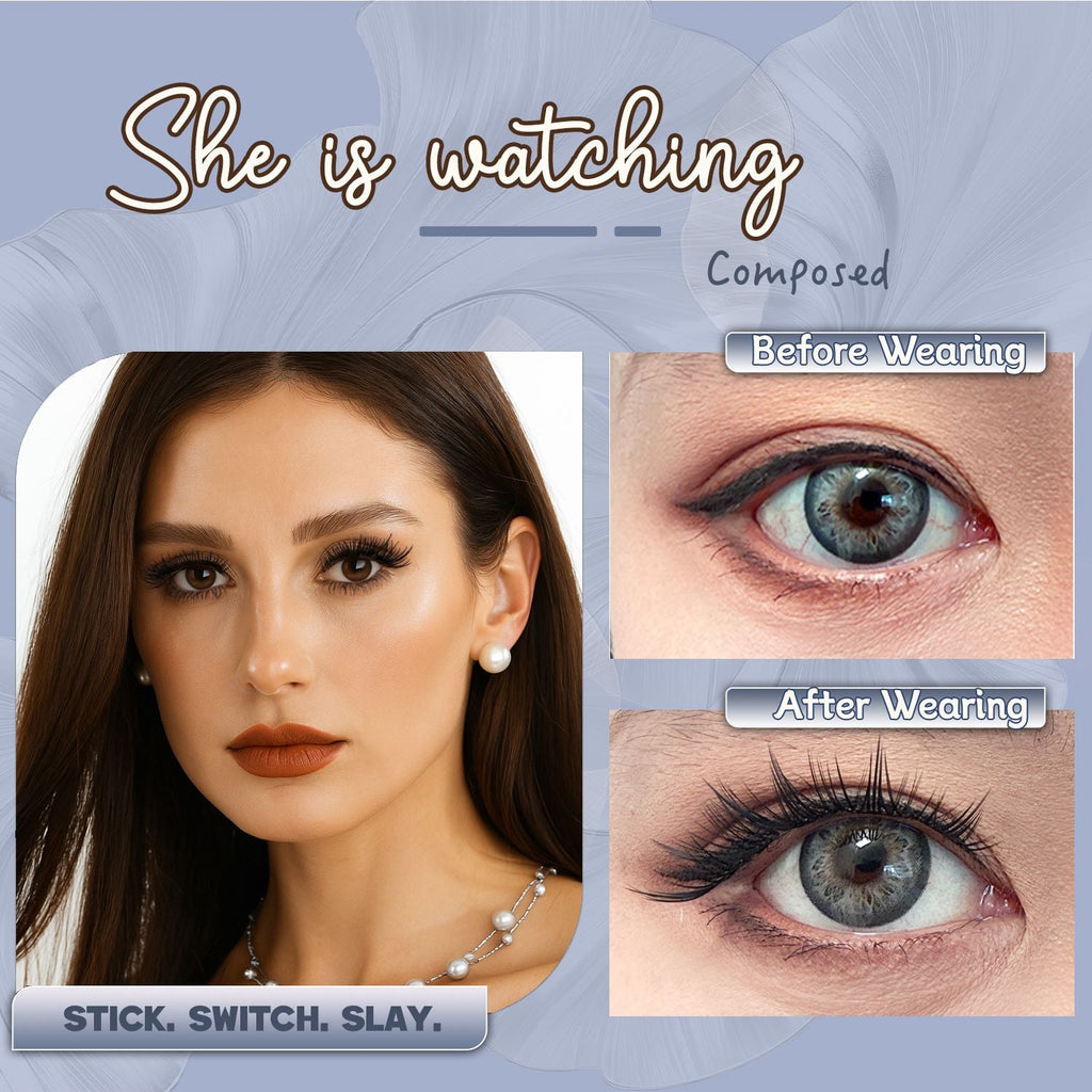 AYCUE #SHE IS WATCHING# Self-adhesive Lash Clusters C Curl 10-14mm 100 Clusters Glue-free Eyelashes Extensions for Natural Look Easy Application