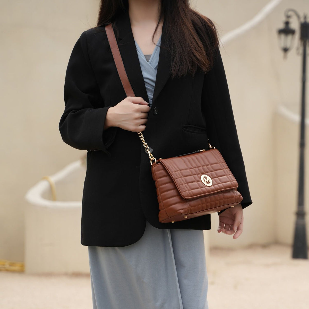 MKF Collection Lola Quilted Vegan Leather Women's Shoulder Bag by Mia K