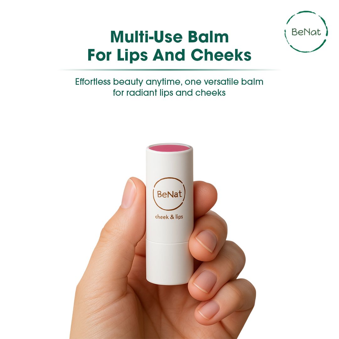 Lip & Cheek Bloom 2 in 1 Natural Lipstick & Blush - Long Lasting Hydrating Multi-Tasking Tinted Balm by BeNat