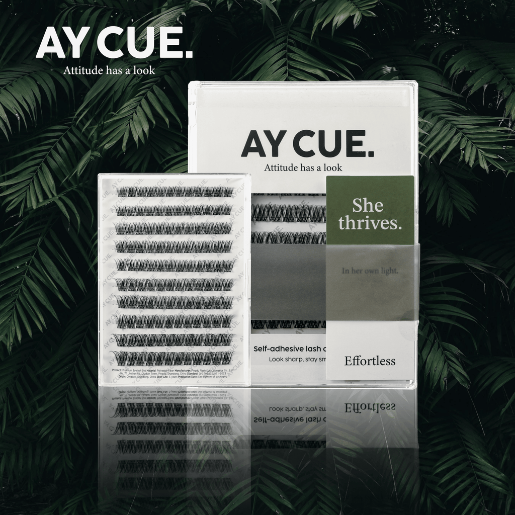 AYCUE #SHE THRIVES# Self-adhesive Lash Clusters C Curl 10-16mm 120 Clusters Glue-free Eyelashes Extensions for Natural Look Easy Application